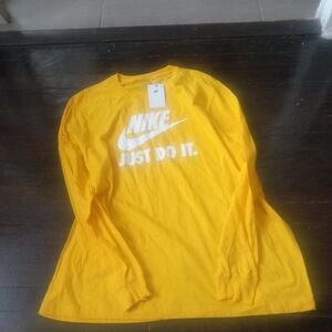Nike Just Do It Mens Long Sleeve Color Yellow Shirt White Lettering Big&Tall 3XL